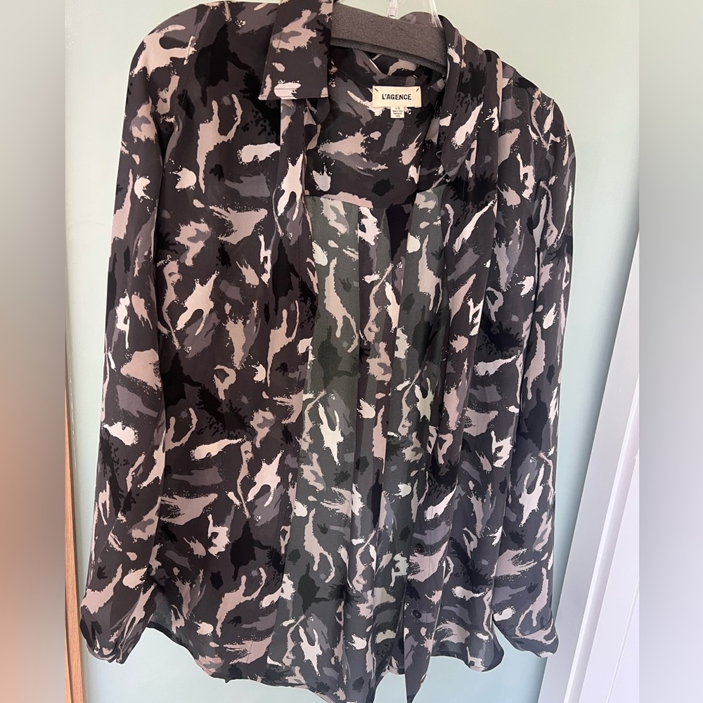 L’Agence Blouse Black White and Grey | Size Large